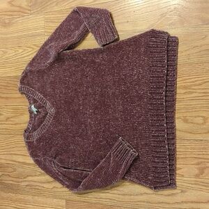 Orvis purple chenille soft pullover v-neck sweater women's size XL